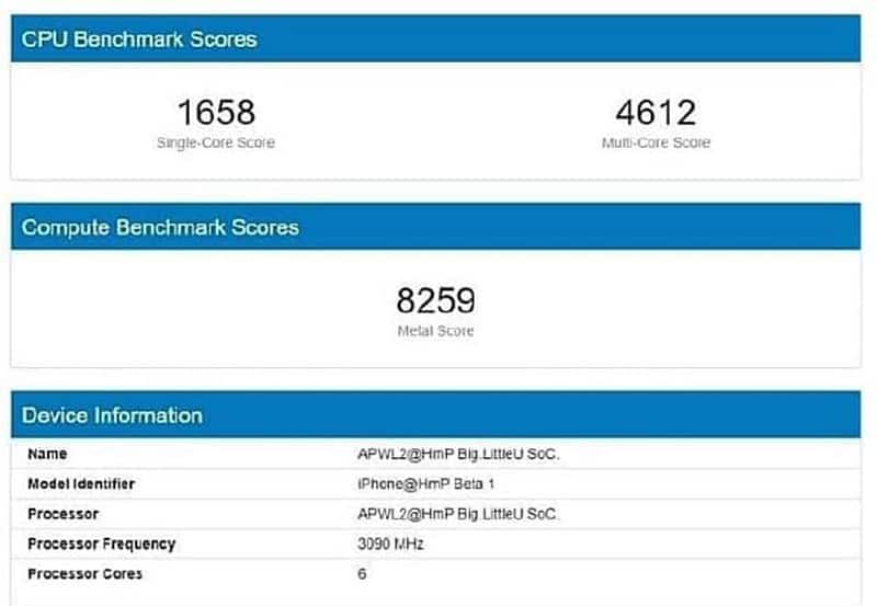 Geekbench Apple iPhone 12 Bionic A14