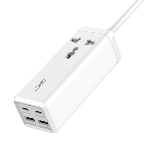 Зарядно устройство 220V LDNIO 65W - SC1418, 2xUSB-A, 2xUSB-C, AC, Desktop 2500W