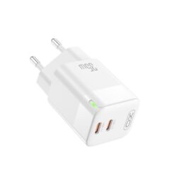 Зарядно устройство 220V XO - CE07, 35W, 2xUSB-C, GaN