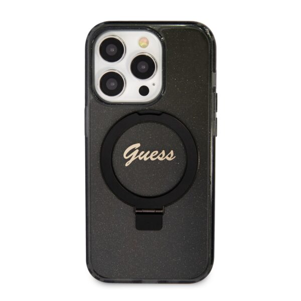 Калъф Guess - IML Ring Stand Glitter MagSafe GUHMP15XHRSGSK за Apple iPhone 15 Pro Max