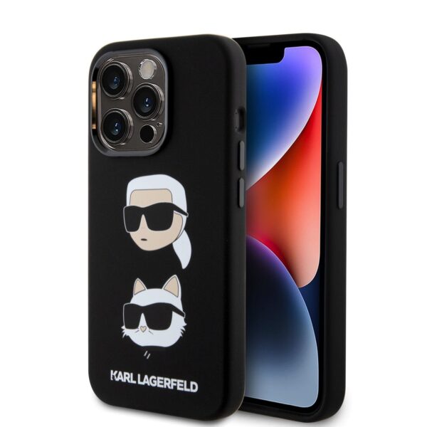 Калъф Karl Lagerfeld Liquid Silicone Karl and Choupette Heads KLHCP15XSDHKCNK за Apple iPhone 15 Pro Max