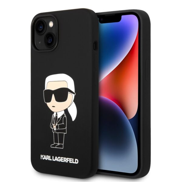 Калъф Karl Lagerfeld Liquid Silicone Ikonik KLHCP15SSNIKBCK за Apple iPhone 15