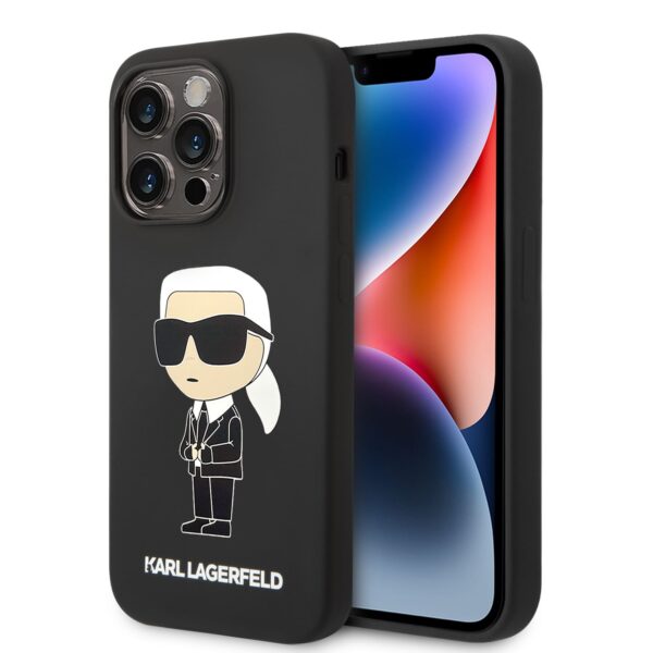 Калъф Karl Lagerfeld Liquid Silicone Ikonik NFT KLHCP15XSNIKBCK за Apple iPhone 15 Pro Max