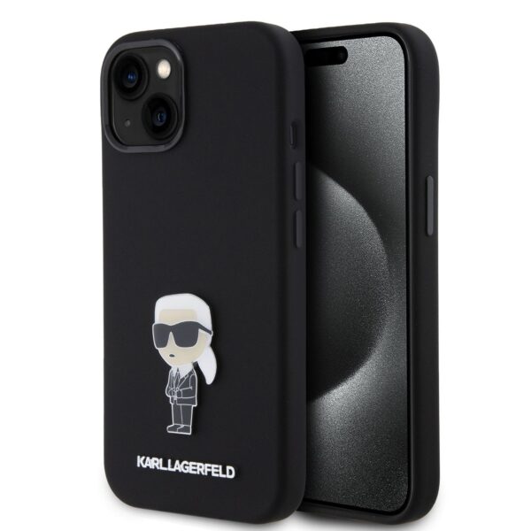 Калъф Karl Lagerfeld Liquid Silicone Metal Ikonik KLHCP15SSMHKNPK за Apple iPhone 15