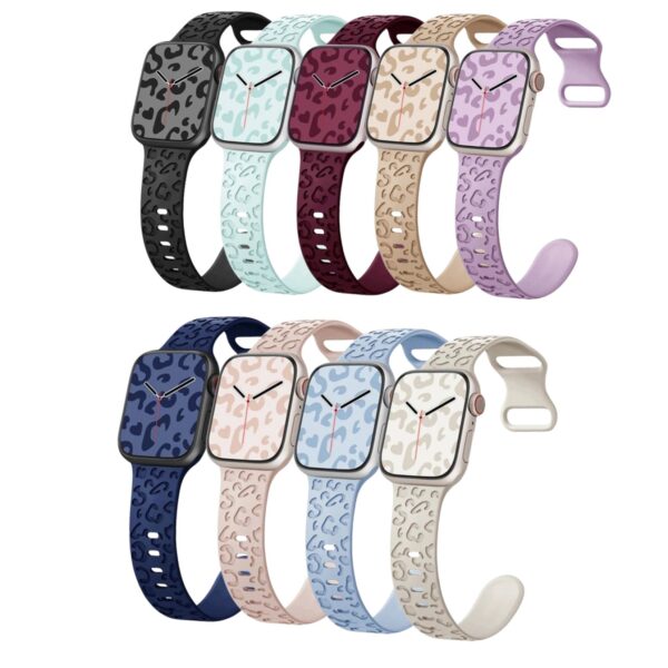 Силиконова каишка за смарт часовник Apple iWatch Series 3 38мм - Leopard Pattern Strap