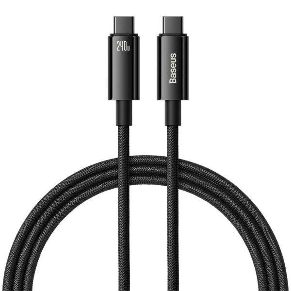 Кабел BASEUS 240W, Type-C - Type-C, Tungsten Gold - (CAWJ040001), 1 метър