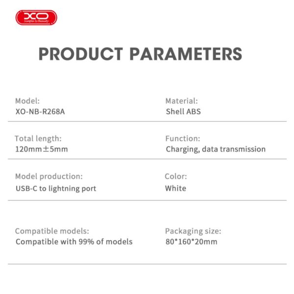 Prekhodnik Adapter Xo Nb R268a Ot Type C Kam Lightning 27w 13