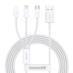 Baseusbg Usb Cable 3in1 Baseus Superior Series Usb To Micro Usb Usb C Lightning 3 5a 1 2m White 20545 1