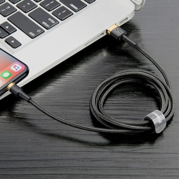 Baseusbg Baseus Cafule Cable Usb Lightning 2 4a 1m Gold Black Calklf Bv1 6