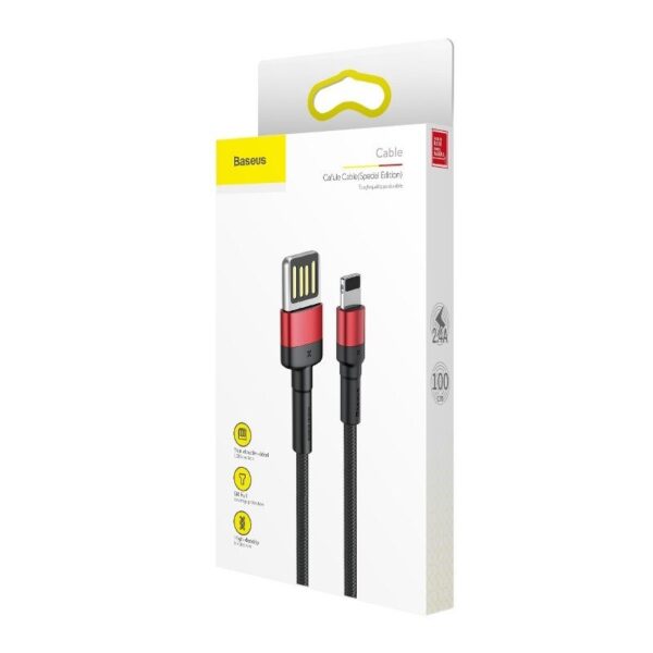 Baseusbg Baseus Cafule Double Sided Usb Lightning Cable 2 4a 1m Black Red Calklf G91 5