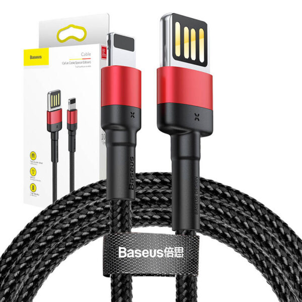 Baseusbg Baseus Cafule Double Sided Usb Lightning Cable 2 4a 1m Black Red Calklf G91 6