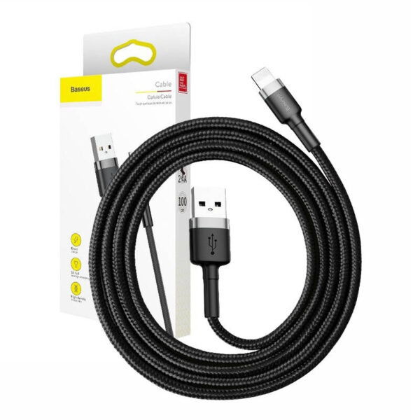 Baseusbg Baseus Cafule Usb Lightning Cable 2 4a 0 5m Gray Black Calklf Ag1 11