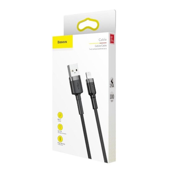 Baseusbg Baseus Cafule Usb Lightning Cable 2 4a 0 5m Gray Black Calklf Ag1 9