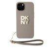 Baseusbg Dkny Pu Leather Stack Logo Wrist Strap Case For Iphone 14 Beige Ie12889184