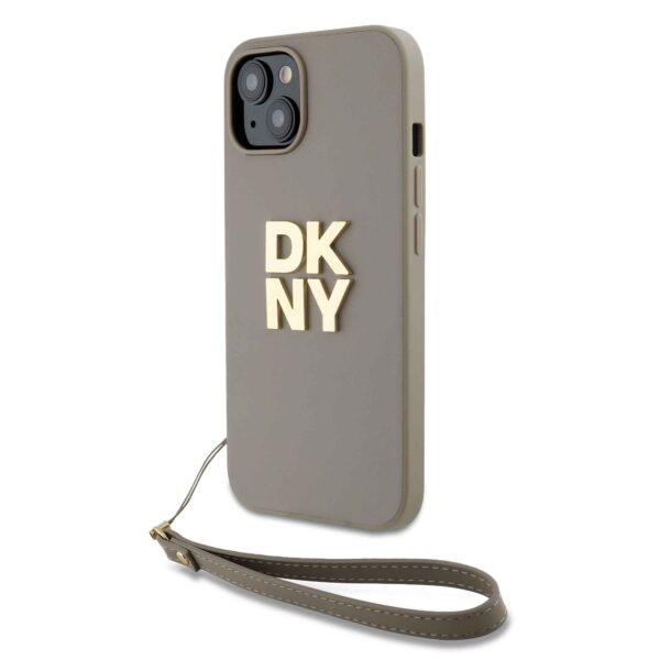 Baseusbg Dkny Pu Leather Stack Logo Wrist Strap Case For Iphone 14 Beige Ie12889184 2