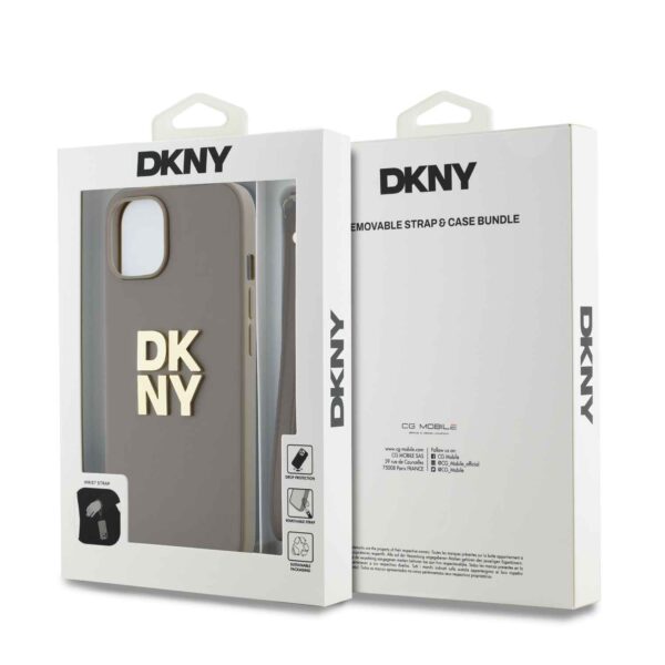 Baseusbg Dkny Pu Leather Stack Logo Wrist Strap Case For Iphone 14 Beige Ie12889184 5