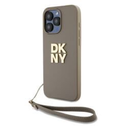 Baseusbg Dkny Pu Leather Stack Logo Wrist Strap Case For Iphone 14 Pro Beige Ie13033758 2