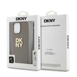 Baseusbg Dkny Pu Leather Stack Logo Wrist Strap Case For Iphone 14 Pro Beige Ie13033758 5