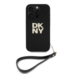 Baseusbg Dkny Pu Leather Stack Logo Wrist Strap Case For Iphone 16 Pro Black Ie13346508