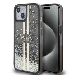 Kalaf Guess Pc Tpu Liquid Glitter Gold Stripe Black Za Apple Iphone 15 Guhcp15slfcsegk