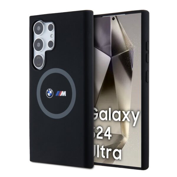 BMW Калъф за Samsung S24 Ultra, M Printed Round and Logo Magsafe Silicone, сив – BMHMS24L23SROK