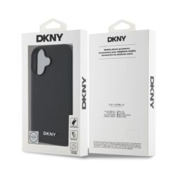 DKNY Калъф за iPhone 16 Plus, Leather Silver Metal Logo Magsafe