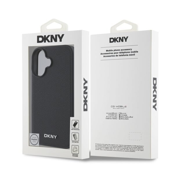 DKNY Калъф за iPhone 16 Plus, Leather Silver Metal Logo Magsafe