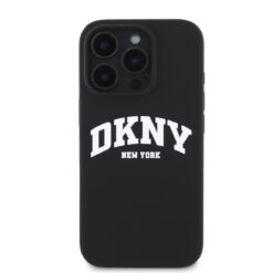 DKNY Калъф за iPhone 16 Pro Max, MagSafe Liquid Silicone Arch Logo, черен – DKHMP16XSNYACH