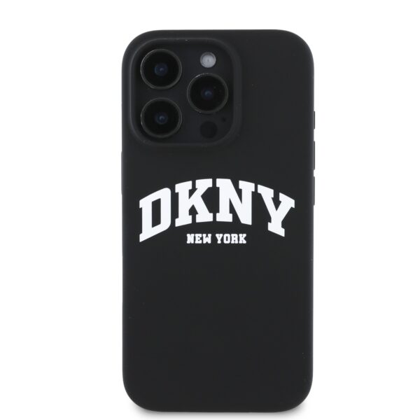 DKNY Калъф за iPhone 16 Pro Max, MagSafe Liquid Silicone Arch Logo, черен – DKHMP16XSNYACH