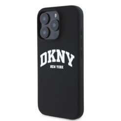 DKNY Калъф за iPhone 16 Pro Max, MagSafe Liquid Silicone Arch Logo, черен – DKHMP16XSNYACH