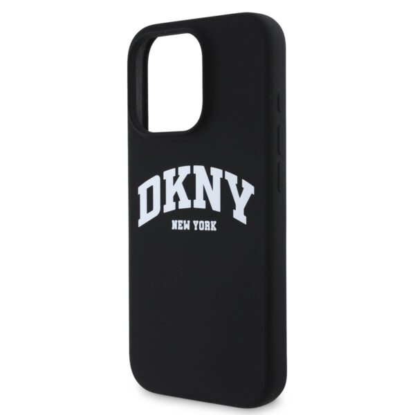 DKNY Калъф за iPhone 16 Pro Max, MagSafe Liquid Silicone Arch Logo, черен – DKHMP16XSNYACH