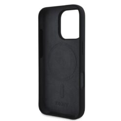 DKNY Калъф за iPhone 16 Pro Max, MagSafe Liquid Silicone Arch Logo, черен – DKHMP16XSNYACH