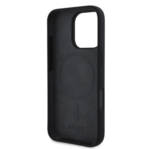 DKNY Калъф за iPhone 16 Pro Max, MagSafe Liquid Silicone Arch Logo, черен – DKHMP16XSNYACH