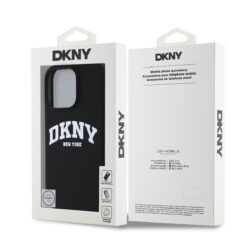 DKNY Калъф за iPhone 16 Pro Max, MagSafe Liquid Silicone Arch Logo, черен – DKHMP16XSNYACH