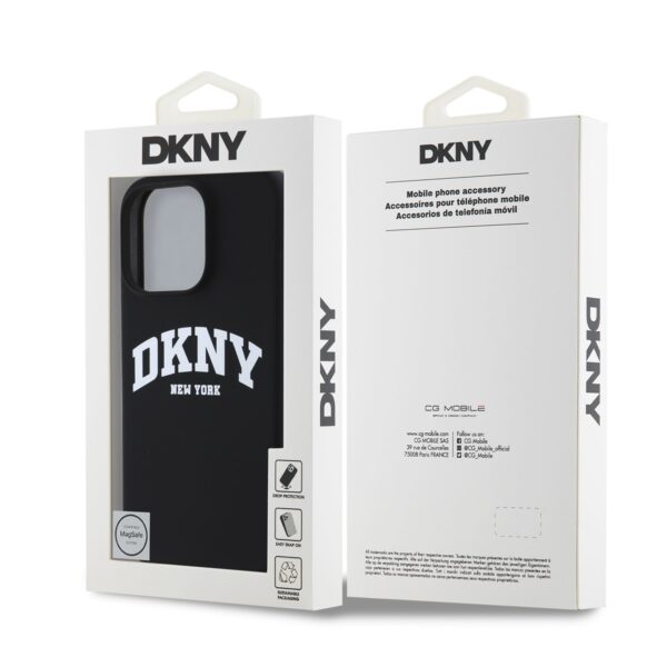 DKNY Калъф за iPhone 16 Pro Max, MagSafe Liquid Silicone Arch Logo, черен – DKHMP16XSNYACH