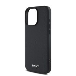 DKNY Калъф за iPhone 16 Pro, PU Leather Silver Metal Logo Magsafe, черен – DKHMP16LPGHLMK