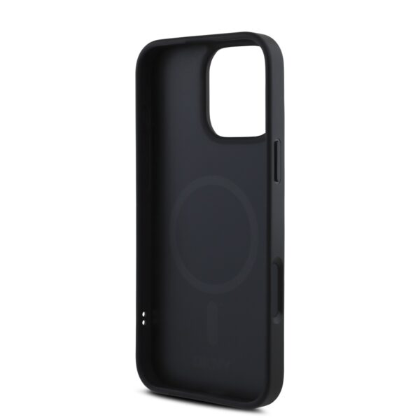DKNY Калъф за iPhone 16 Pro, PU Leather Silver Metal Logo Magsafe, черен – DKHMP16LPGHLMK