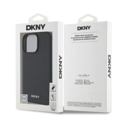 DKNY Калъф за iPhone 16 Pro, PU Leather Silver Metal Logo Magsafe, черен – DKHMP16LPGHLMK
