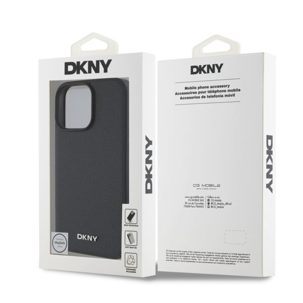 DKNY Калъф за iPhone 16 Pro, PU Leather Silver Metal Logo Magsafe, черен – DKHMP16LPGHLMK