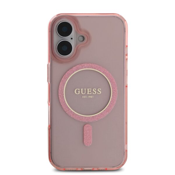 GUESS Калъф за iPhone 16, розов - GUHMP16SHFGEREP - Glitter Ring, - Image 2
