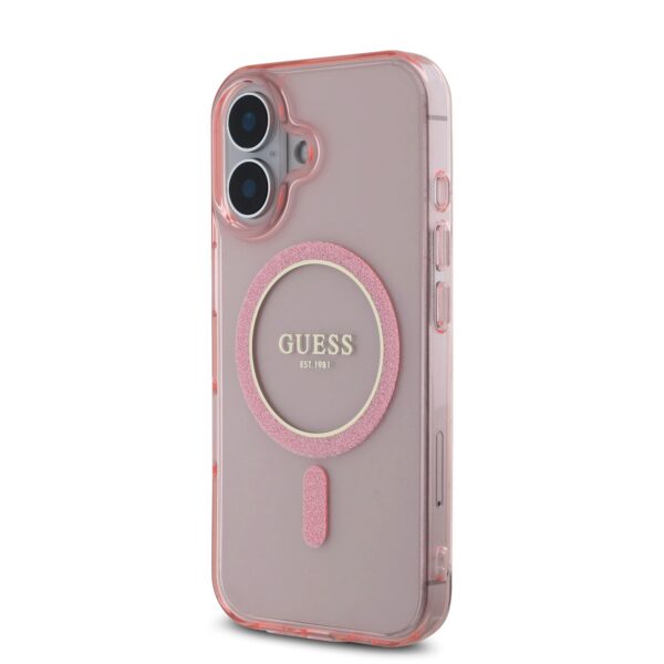 GUESS Калъф за iPhone 16, розов - GUHMP16SHFGEREP - Glitter Ring, - Image 3