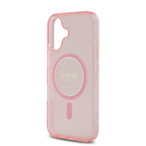 GUESS Калъф за iPhone 16, розов - GUHMP16SHFGEREP - Glitter Ring, - Image 4