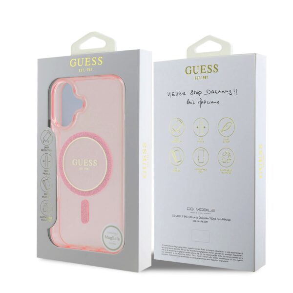 GUESS Калъф за iPhone 16, розов - GUHMP16SHFGEREP - Glitter Ring, - Image 6