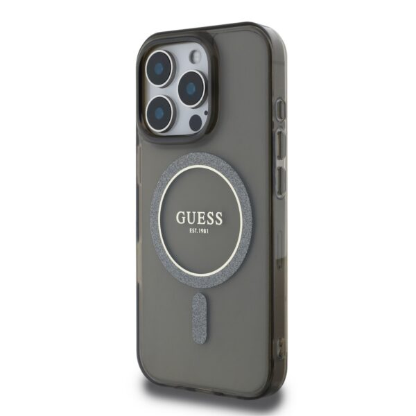 GUESS Калъф за iPhone 16 Pro, черен - GUHMP16LHFGEREK - Glitter Ring - Image 3