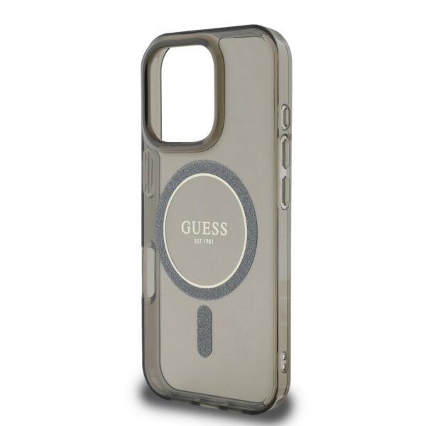 GUESS Калъф за iPhone 16 Pro, черен - GUHMP16LHFGEREK - Glitter Ring - Image 4