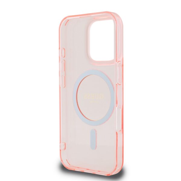 GUESS Калъф за iPhone 16 Pro, розов - GUHMP16LHFGEREP - Glitter Ring MagSafe - Image 5