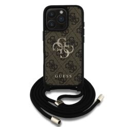 GUESS Калъф за iPhone 16 Pro Max – PU 4G Metal Logo + Crossbody Strap