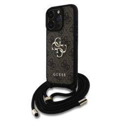GUESS Калъф за iPhone 16 Pro Max – PU 4G Metal Logo + Crossbody Strap