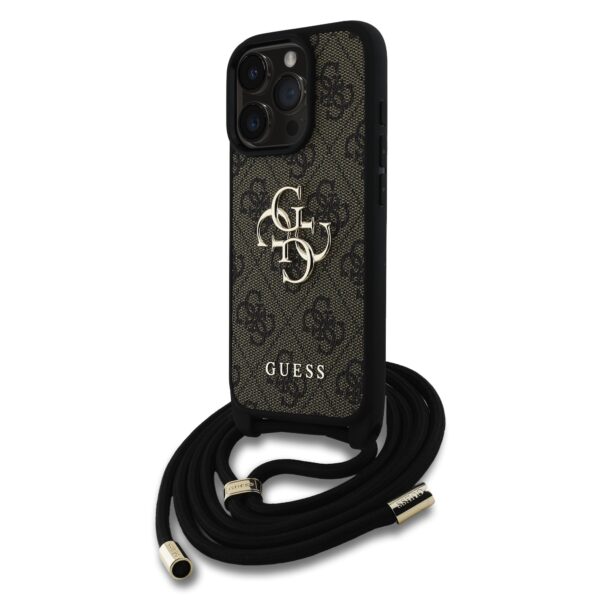 GUESS Калъф за iPhone 16 Pro Max – PU 4G Metal Logo + Crossbody Strap