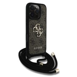 GUESS Калъф за iPhone 16 Pro Max – PU 4G Metal Logo + Crossbody Strap